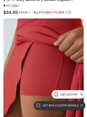 HALARA Red High-Low Skirt with Built-In Shorts